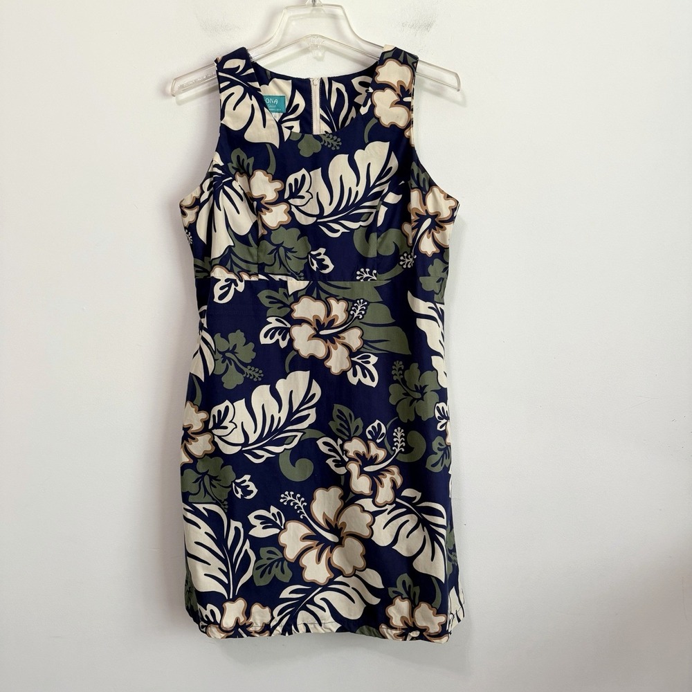 Kona Malia Hawaiian Dress M‎ Tropical Floral Sleeveless Sheath Vacation Party